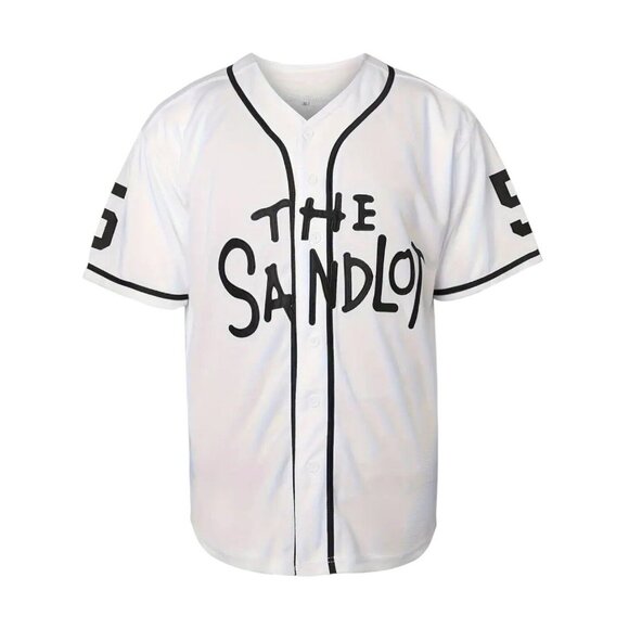 Sandlot Baseball Jersey Squints #5 White / Black Stitched Men's - Picture 2 of 6